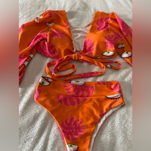 🩷👁️NWOT-SUPER CUTE & FUN ORANGE AND PINK BIKINI SZ M🩷👁️ - Picture 7 of 13